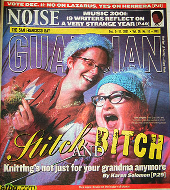SF Bay Guardian knitting story with Thea on left